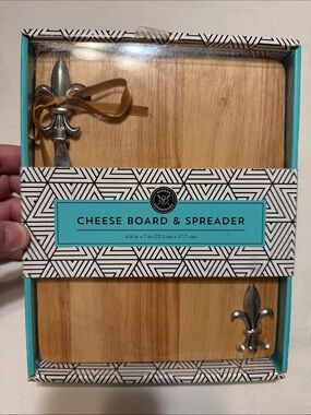 Expressions Cheese Board & Spreader - Teal, Black, White